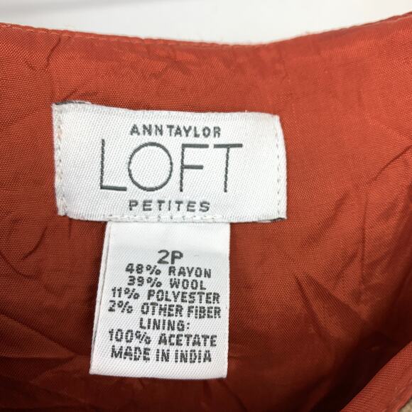 VTG 90s LOFT Mini Skirt Womens Size 25" US 0P Orange Plaid Wool Blend Ruffle Hem - Picture 5 of 5